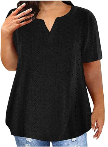 Camisetas Manga Corta Mujer,Blusa Mujer Verano 2024 con Cuello en Pico,Color Sólido T-Shirt Multicolor Shirt Tallas Grandes Blusa Casual Tops Básica Camiseta Mujer Pullover Blusa