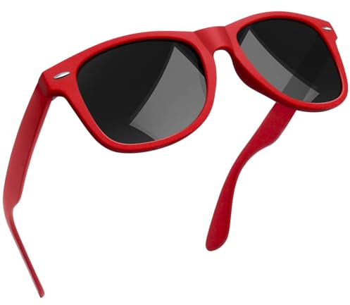 Joopin Square Polarised Sunglasses for Men Women UV Protection Unisex Retro Red Sunglasses Man for Driving Hiking Fishing Sports (Red Black)