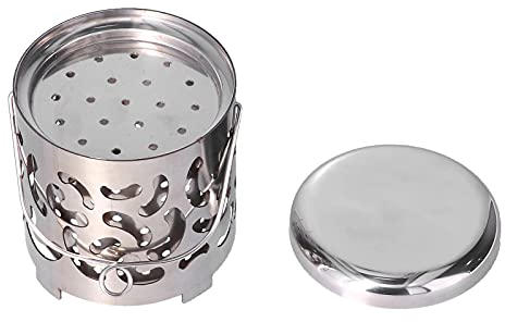 Chazcool Camping Heating Cover, Stainless Steel Camping Mini Heater with Handle, Tent Heating Cover for Hiking for Picnic for Outdoor