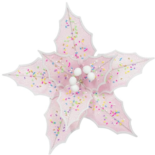 KI Store 6pcs Pink Christmas Tree Poinsettia Flowers 30cm Candyland Christmas Tree Decorations Pastel Floral Display