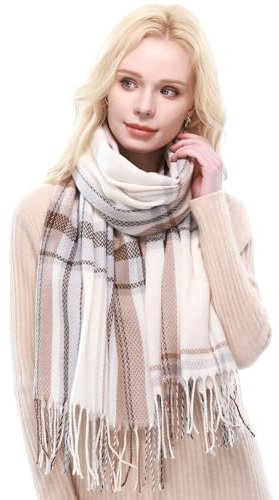 RIIQIICHY Schal Damen Winter Kariert Schals Tücher Winterschal Frauen Kuschelig XXL Pashmina Schal Herbst Dicker Schal mit Fransen
