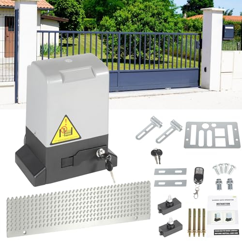Cecaylie 750W Motores Puertas Correderas, Accionamiento Eléctrico De Puerta máx 1600KG con 4M Cremallera, 2 Control Remoto para Puerta Corredera para Puerta de Jardín, Garaje