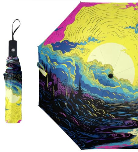 ducanll Parapluie paysager coupe-vent pour pluie, soleil, voyage, Van Gogh, solide et portable, résistant au vent, pour homme, femme et famille, Style Van Gogh, Manual