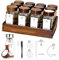 SAEIV Umweltfreundliches Akazien-Gewürzregal Holz mit 12 Fächern | 12 120ml-Gewürzgläser Drawer Organizer | Gewürzregal mit Gläsern 90 Deutsch Gewürzetiketten | Gewürzregal Stehend | Gewürz Organizer