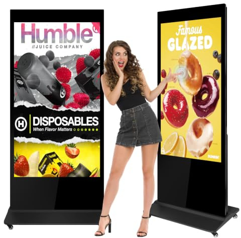 ZLPOWER 65 Digital Signage Display Kiosk 4K Touch Screen Kiosks Interactive Displays Floor Standing Full HD IPS LCD Screen Commercial Totem with Android 11 System Interactive Advertising Media Player