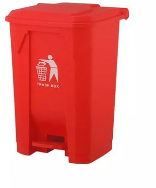 DUAS Recycling Pedal Bin Waste Trash Can for Kitchen & Home Office - Durable Plastic Rubbish Dustbin in 30L, 50L, 80L Sizes - Multiple Colors Available (Red, 80 Litres)