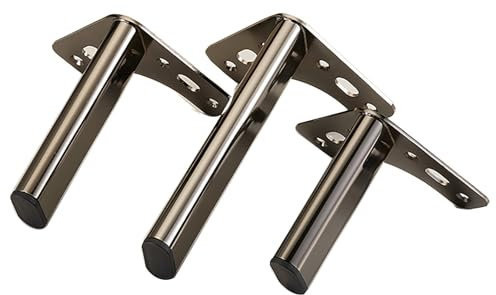 4X Pieds de Meubles Modernes en Métal,Pied Meuble de Argenté, Pied pour Meuble, Canapé, Lit, Meuble TV Pied de Meuble avec Base Antidérapante (10cm/,Gun black)