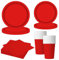 MORAINJAY Set di 68 Pezzi di Stoviglie Rosso per Feste, Piatti di Carta, Bicchieri, Tovaglioli, Stoviglie per Compleanni, Matrimoni, Baby Shower, Lauree, Anniversari, Set per 16 Ospiti