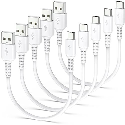 Acecene USB C Charger Cable Short [30CM / 0.3M, 5 Pack], USB A to USB C Charger Cord Fast Charge USB Type C Cable For Huawei Samsung Galaxy Xiaomi Google Pixel Oneplus - White