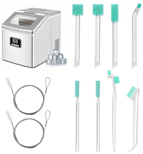 Lnngub Ice Maker Cleaner Set- 8pcs Crevice Cleaning Brushes & 2pcs Drain Brush Nylon Bristles Ice Machine Cleaner Brush Small Cleaners Brushes for Tight Spaces