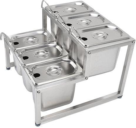 Akozon Jam Organizer Stand Detachable Polished Resistant Integrated Less Steel Condiment Station for Restaurant Hotel Type 6 6x1.6L Pot (Type 6 6x1.6L Pot)
