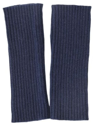 Prettystern Cachemire Donna Uomo Maglia a costine scaldamani guanti senza dita scoperte Manicotti Polsini Cashmere Lana - blu scuro