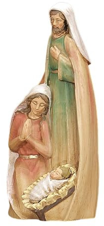 Holzfigur Heilige Familie, geschnitzte Weihnachtskrippe aus , Skulpturen Jesus, handbemalt, kunstvolle Details, 6,8 x 5,5 x 15,7 cm, für Weihnachtsbaumschmuck
