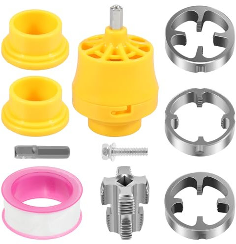 9PCS Rohreinfädler Plastik 5cm Rohrgewindeschneider mit Rundem Schneideisen 1,2 1,9 2,5cm Leicht zu Tragen Mehrzweck Gewindeschneidkluppe Wasserrohr Gewindeschneider Set für Hausreparaturen