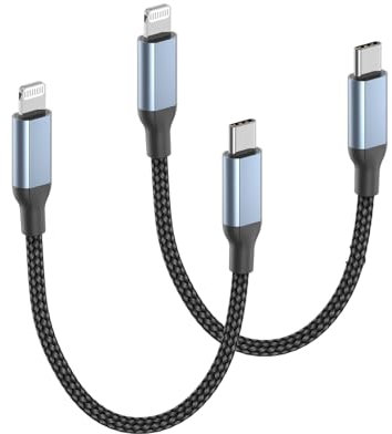 6inch USB C to Lightning Cable Short, 2Pack Small USB C iPhone Charger Cord Braided 0.5 FT Type C to Lightning Cable PD Fast Charging for Apple iPhone 14/13/12/11 Pro/Pro Max Mini 10 8 7 Plus XR XS SE