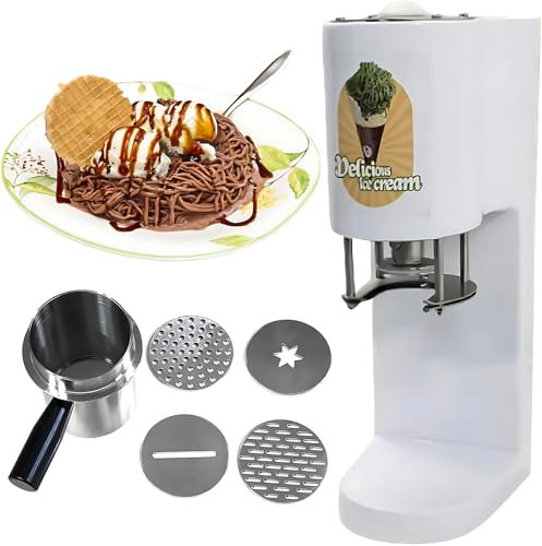 Gewerbliches EIS Spaghetti-Eispresse, One-Touch-Start, Leicht Zu Reinigen, Softeismaschine Für Geschäfte Und Gastronomie, Rot, Gelb, Weiß,White