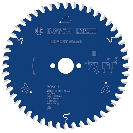 Bosch 1x Expert Wood Corded Circular Saw Blade for Handheld Circular Saw | for Softwood, Hardwood, Ø 160 mm, Professional Accessory Hand-Held Corded Circular Saws, Plunge Saw