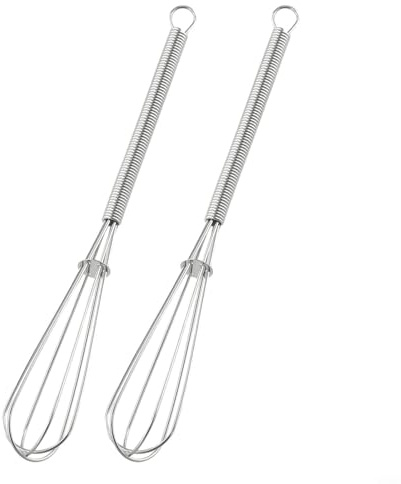 Lot de 2 mini fouets en acier inoxydable pour mélanger, mélanger et battre