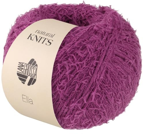 LANA GROSSA Ella | Flauscheffektgarn aus 100% Baumwolle | Handstrickgarn aus 100% Baumwolle | 50g Wolle zum Stricken & Häkeln | 130m FB 10