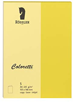 Rössler 220706543 - Coloretti Karten, 220 g/m², DIN A6 hd, goldgelb, 5 Stück