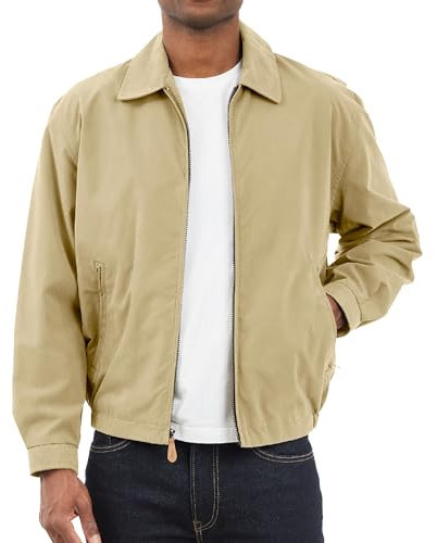 LONDON FOG Herren Zip Front Light Mesh Lined Golf Jacket Leichte Baumwolljacke, camel, M EU