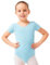 tanzmuster Ballettanzug Mädchen Kurzarm - Sally - aus weichem Baumwollstoff - Ballett Trikot Ballettbody in hellblau, Größe 92/98