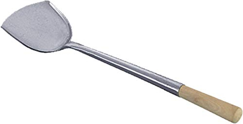 JADE TEMPLE flache Kelle für den Wok, stainless steel, Gesamtlänge 43 cm, mit Holzgriff, 1 x flache Kelle, Silber