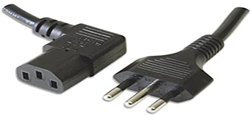 Ewent EW-190107-020-N-P, Cavo Alimentazione VDE C13 angolato a Spina Italiana Tipo L, 1.8m, nero