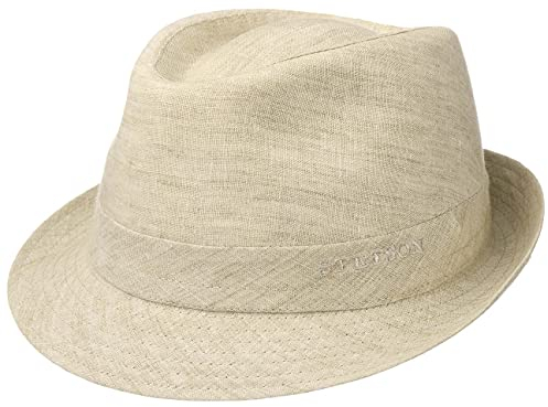 Stetson Geneva Leinenhut - Sonnenhut Damen/Herren - Stoffhut Made in Italy - Sommerhut mit UV-Schutz 40+ - Trilby aus Leinen Frühjahr/Sommer beige 58 cm