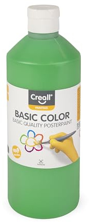 Creall Basic Color Plakatfarbe Mittel Grün, 500 ml, auswaschbare Posterfarbe, wasserbasierte Temperafarbe, matt trocknend, für Bastel- und Malprojekte