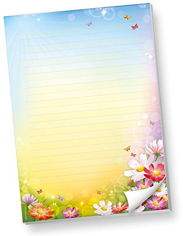 tatmotive Schreibblöcke DIN A4 Liniert Florentina 4 BLÖCKE Briefpapier-Block Bunte Blumen