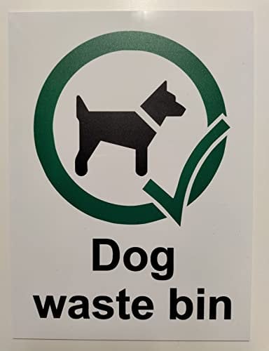 Dog Waste Bin Sign Sign - 1.2mm Rigid Plastic 200mm x 150mm