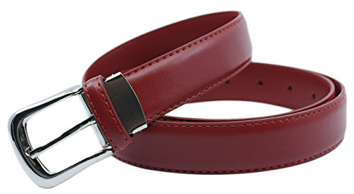 YEHMAN Klassischer 3 cm breiter Gürtel aus Rindspaltleder, verstellbar, silberfarbene Dornschließe 120 cm, rot, 120 cm