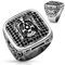 Tapsi´s Coolbodyart® Edelstahl Ring Silber 23,3mm breit Biker-Ring Motiv Adler mit Zirkonia schwarz 61 (19,5)
