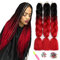 ShowJarlly Kunsthaar Haar, Haar Braids Extension, Ombre Jumbo Braid Haarverlängerung 24, Zöpfe Box Braid Haar Kunsthaar Haar Zum Einflechten Schwarz/Rot