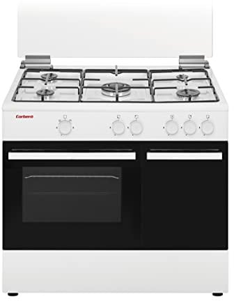 Corbero - Cocina Portabombona | CC510GB90W | Dimensiones 80x90x60 | Capacidad 60L | Gas Butano | 5 Fuegos | Wok Integrado | Encendido Manual | Fácil Limpieza | Color Blanco | Sin Tapa