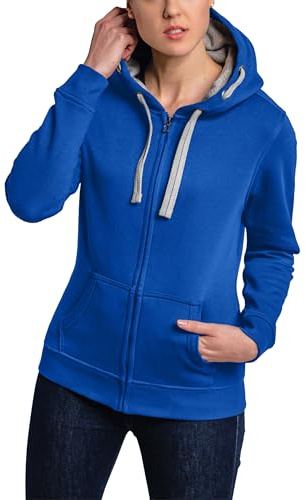HRM Damen Hooded Jacket I Premium Kapuzenjacke Damen mit Kontrast-Innenfutter I Basic Hoodie mit Reißverschluss I Zip Hoodie I Hochwertige & nachhaltige Damen-Oberteile