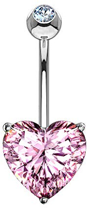 Piercingfaktor Bauchnabel Piercing 14 Karat 585 Gold Zirkonia Herz