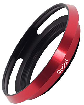 Roolad Paraluce in metallo per fotocamere DSLR e mirrorless per proteggere l'accessorio con copriobiettivo (46 mm, rosso)