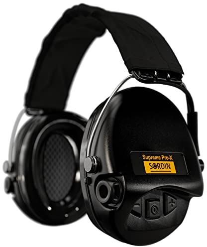 Sordin Pro-X Protezioni acustiche a capsula 75302-X-02-S - EN 352 - Cuscino in schiuma, Nastro in tessuto & capsule nere