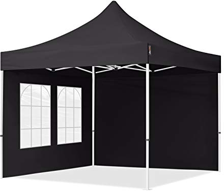 TOOLPORT 3x3m Pavillon Faltpavillon Klappzelt inkl. 2 Seitenteile Stahl Faltzelt Garten Partyzelt schwarz