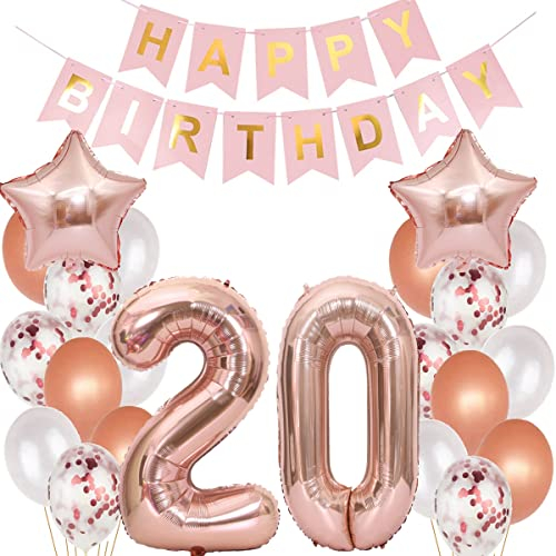 Luftballons 20 Geburtstag Dekoration frauen rosegold, 20. Geburtstag deko für frau,20 jahre Geburtstag deko frau 20 .geburtstag deko frau 20 Geburtstag frau 20 Geburtstagsdeko rosegold frauen(20)
