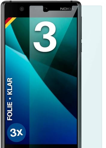 moex für Nokia 3 Schutzfolie Displayschutz Folie Ultra-klar HD 0,2 mm kompatibel mit jeder Hülle, Anbringen ohne Blasen, Handyfolie Extra Kratzfest, FlexProtect 3 Stück