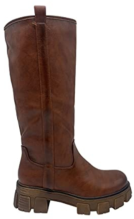 Generico Stivali Donna Bassi Biker Boots Motociclista Stivaletti Fibbie Anfibi Nero Moda Suola Alta carrarmato