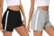 Litherday Shorts Damen Sportshorts Kurz Hosen Unifarbene Jogginghose Sommer Traininghose mit Elastischer Bund Taschen und Atmungsaktive Shorts zum Fitness, Running, Gym, Schwarz+hellgrau, M