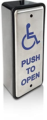 Olideauto Handicapped Push Button for Automatic Door Opener,Single Narrow Wired Stainless Steel Handicap Push Button