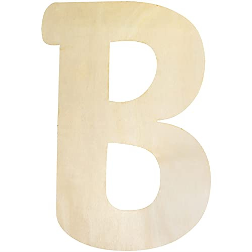 Unfinished Wooden Letter B, 12 Inch Capital Wood Alphabet, 5mm Thickness | DIY personalized name signs for nursery wall decor, 30cm blank cutout shape for home painting, hanging craft projects