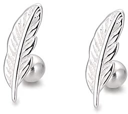 Boucles d'Oreilles à Tige En Argent Sterling 925 Avec Petites Feuilles De 18g Pour Femmes Adolescentes Filles Mini Boule De 3 Mm Avec Fermoir à Vis Pour Tragus Piercing De Corps Pour Noël Anniversaire