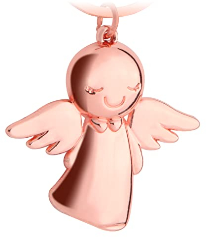 Schutzengel Schlüsselanhänger,Niedlicher Engel Anhänger aus Metall,Deine Auto Partner,Glücksbringer Anhänger,Geschenk Auto Führerschein,Zinklegierung, Glänzend Verchromt, Hoch 4 cm (Roségold x 1)
