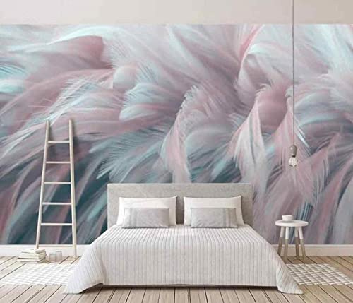 Piume rosa bellissime Carta da parati 3D Divano TV fotomurali poster murale Soggiorno camera letto-400cm×280cm